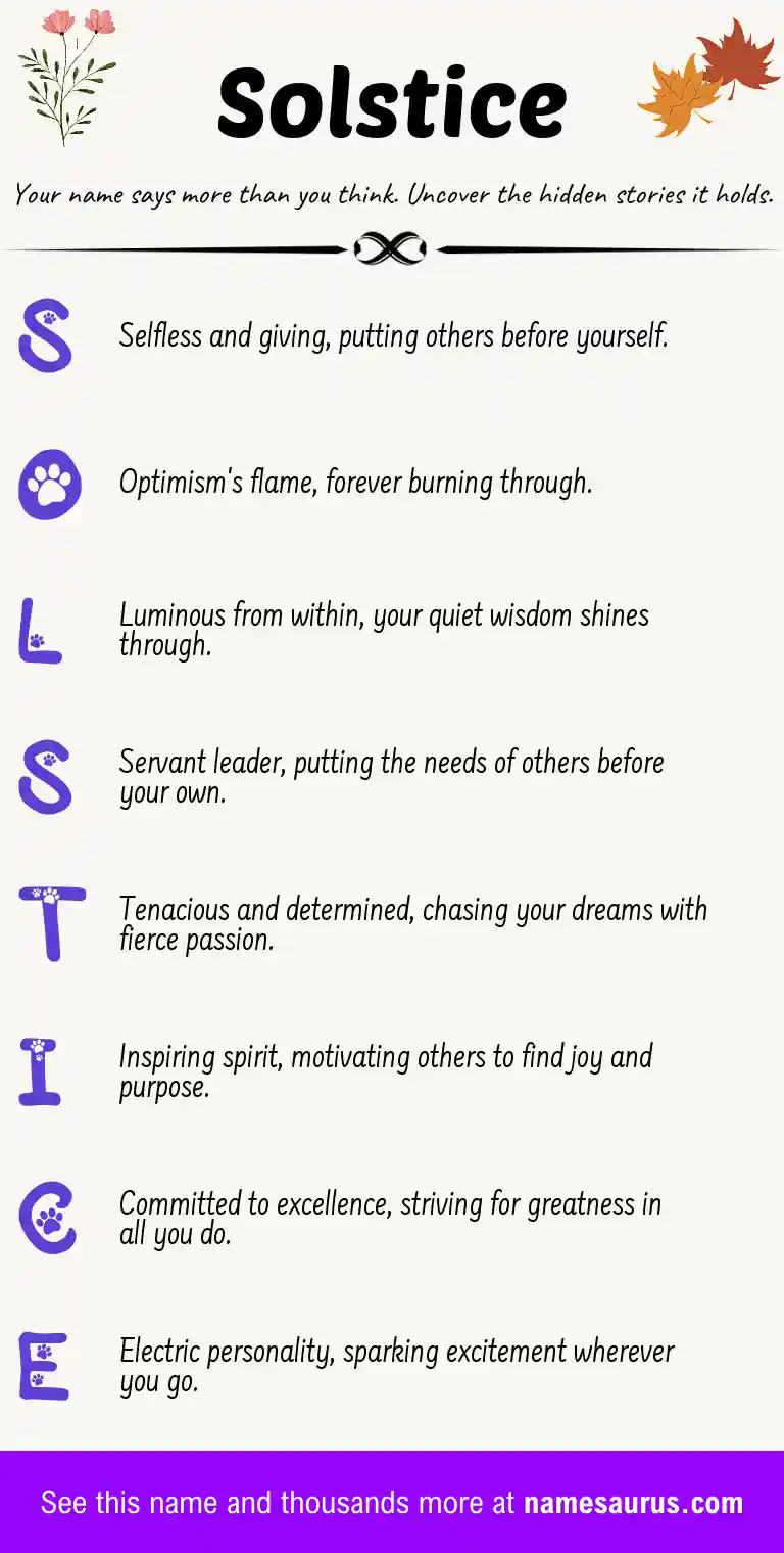 Acrostic poem about Solstice.