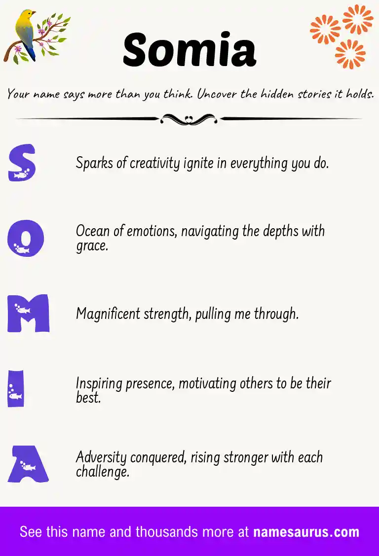 Acrostic poem about Somia.