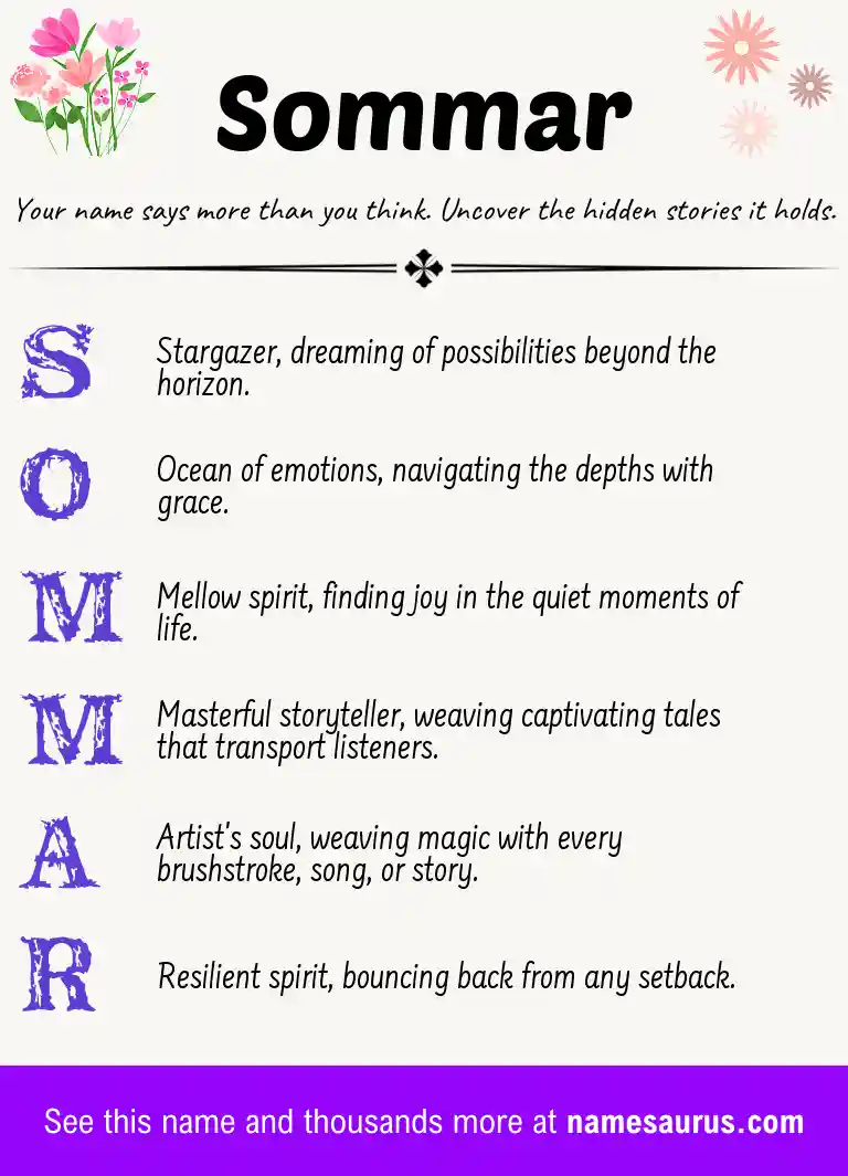 Acrostic poem about Sommar.