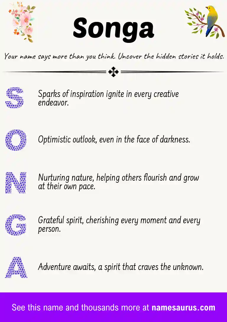Acrostic poem about Songa.