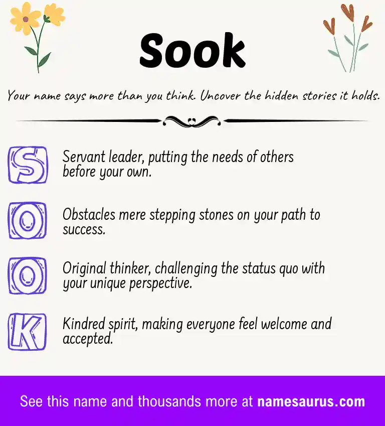 Acrostic poem about Sook.