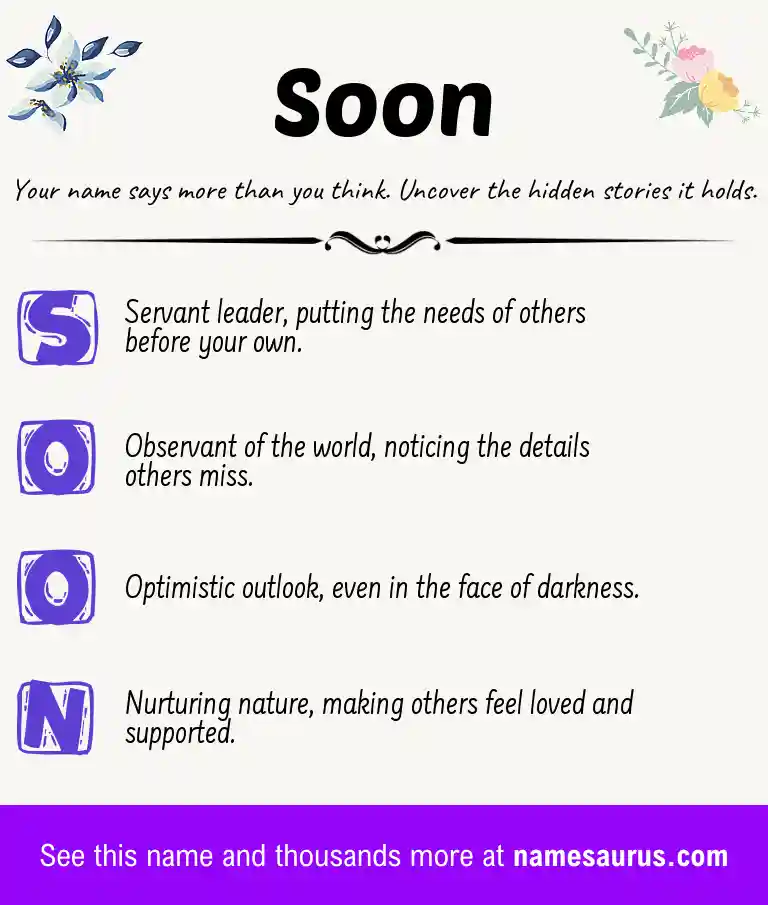 Acrostic poem about Soon.