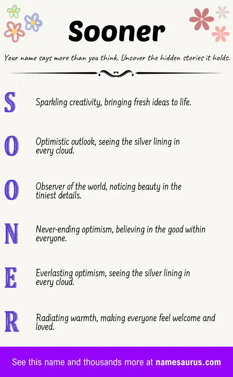 Acrostic poem about Sooner.