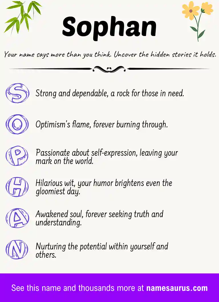 Acrostic poem about Sophan.