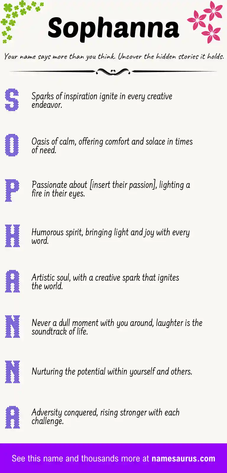 Acrostic poem about Sophanna.