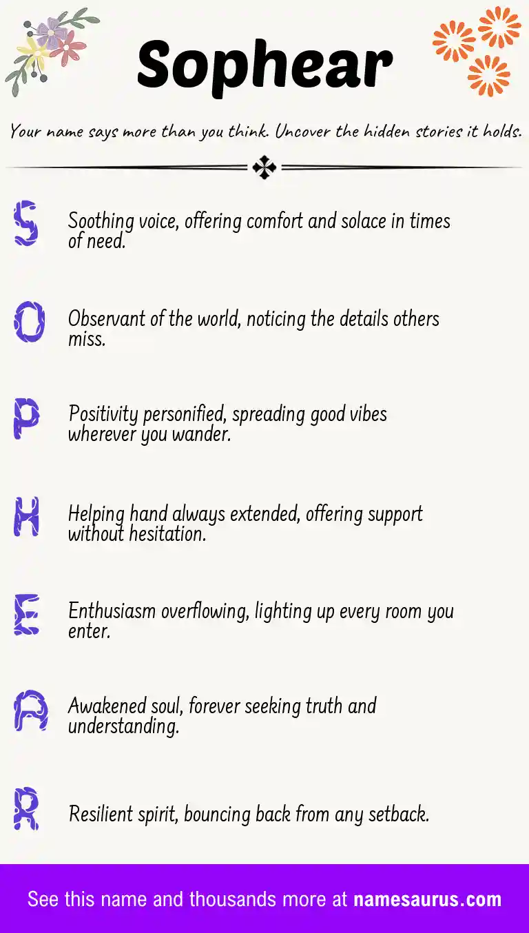 Acrostic poem about Sophear.