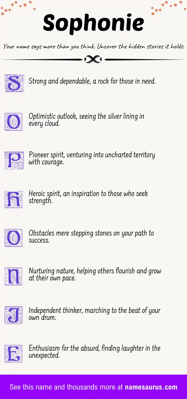 Acrostic poem about Sophonie.
