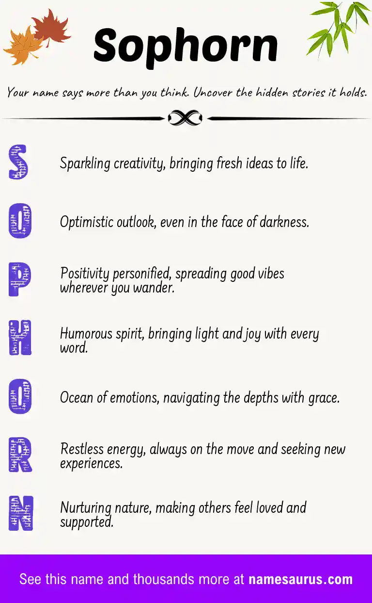 Acrostic poem about Sophorn.