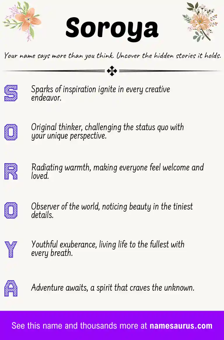 Acrostic poem about Soroya.