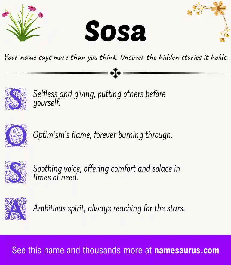 Acrostic poem about Sosa.