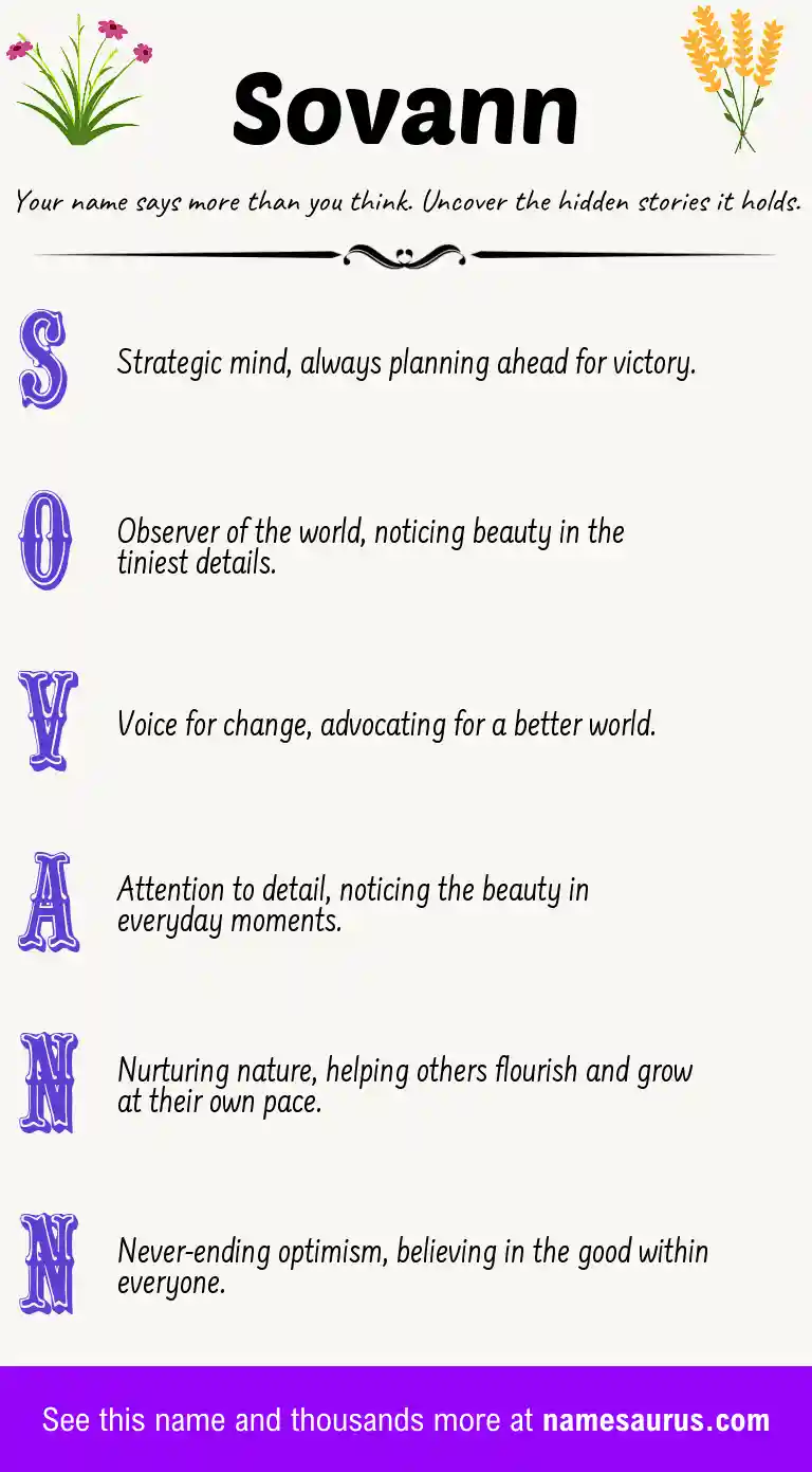 Acrostic poem about Sovann.