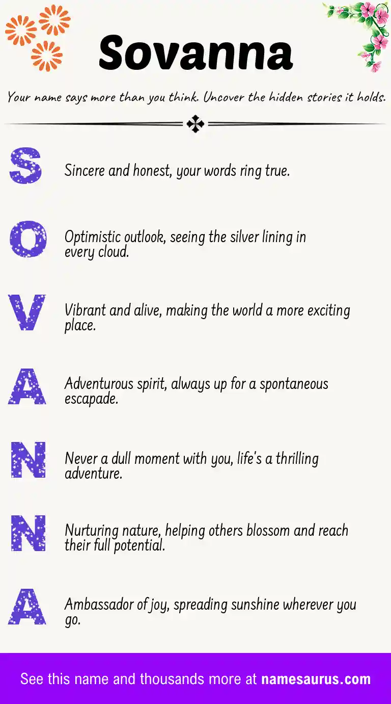 Acrostic poem about Sovanna.