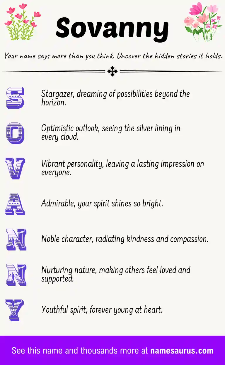 Acrostic poem about Sovanny.