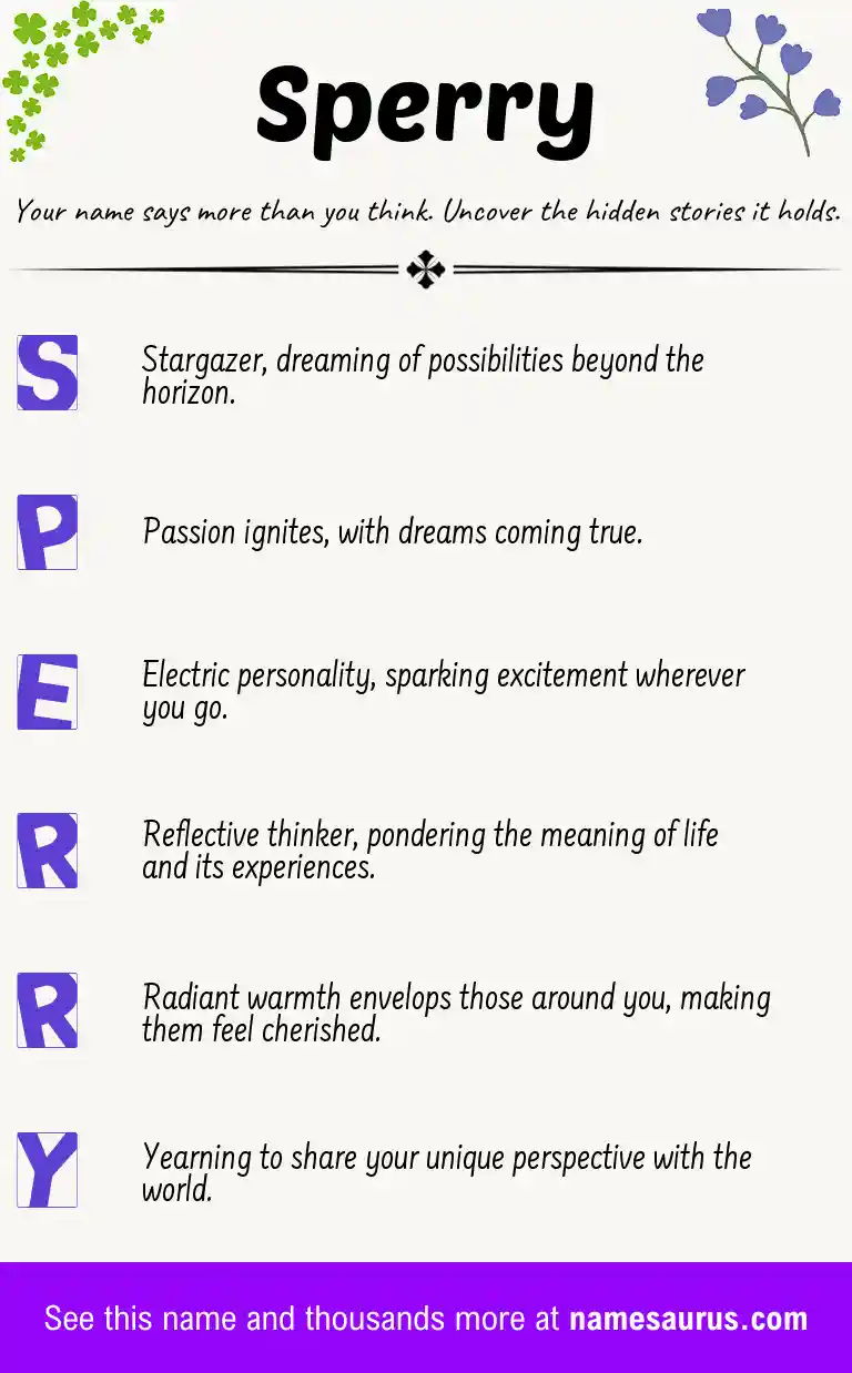 Acrostic poem about Sperry.
