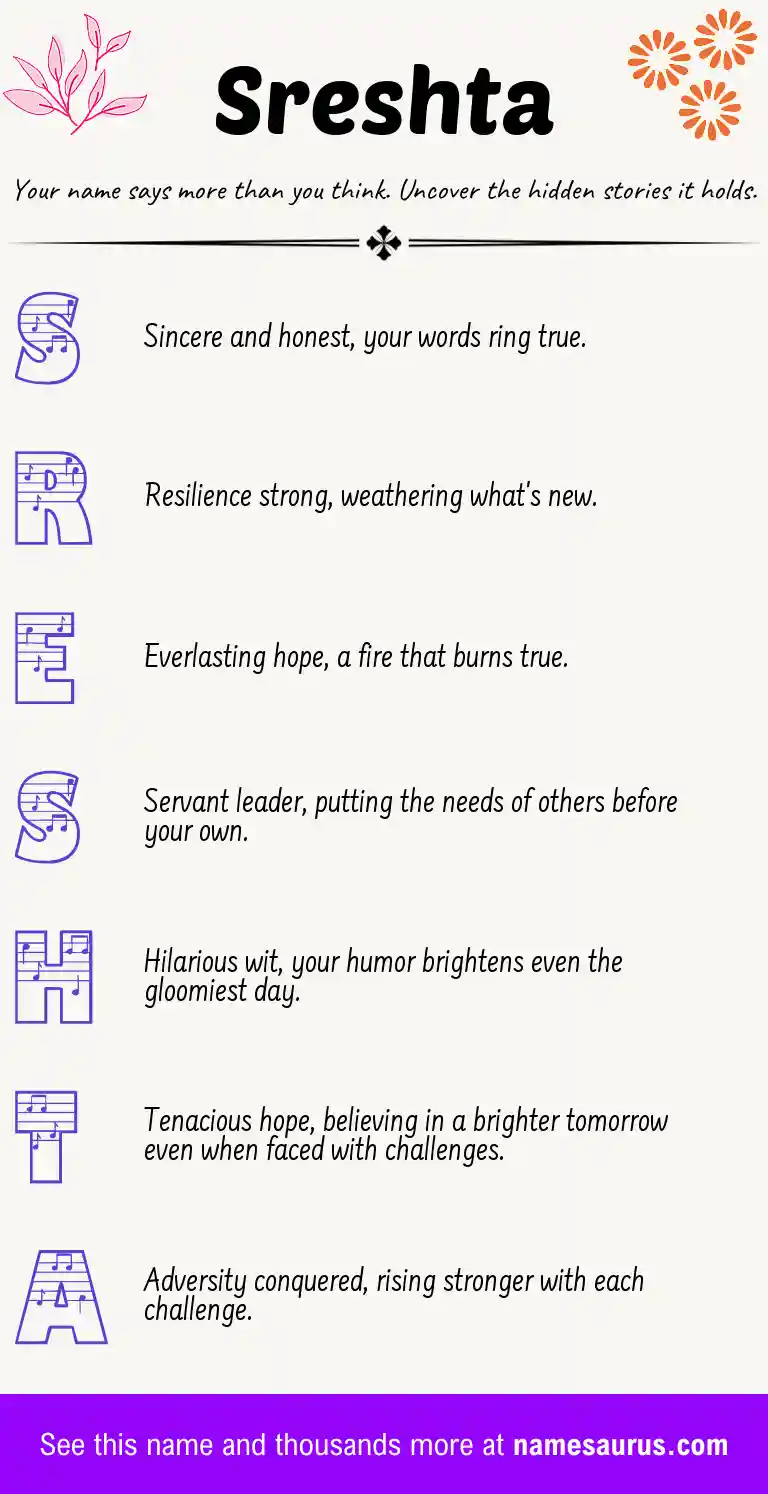 Acrostic poem about Sreshta.