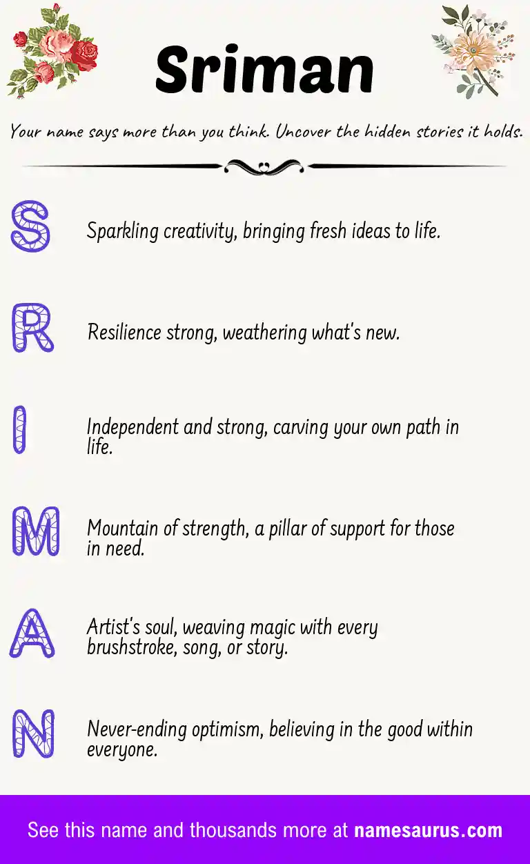 Acrostic poem about Sriman.