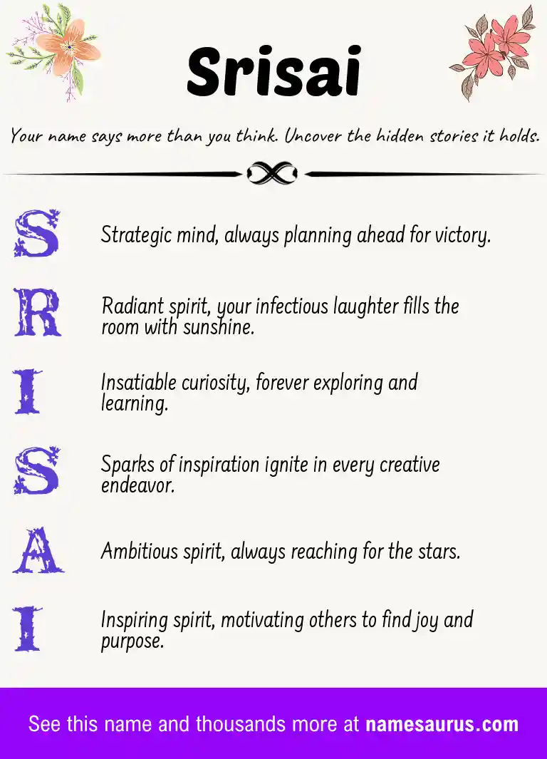 Acrostic poem about Srisai.
