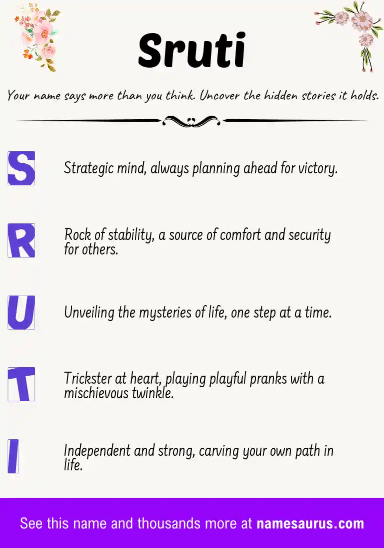 Acrostic poem about Sruti.