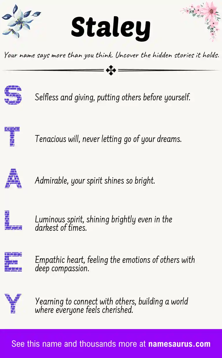 Acrostic poem about Staley.