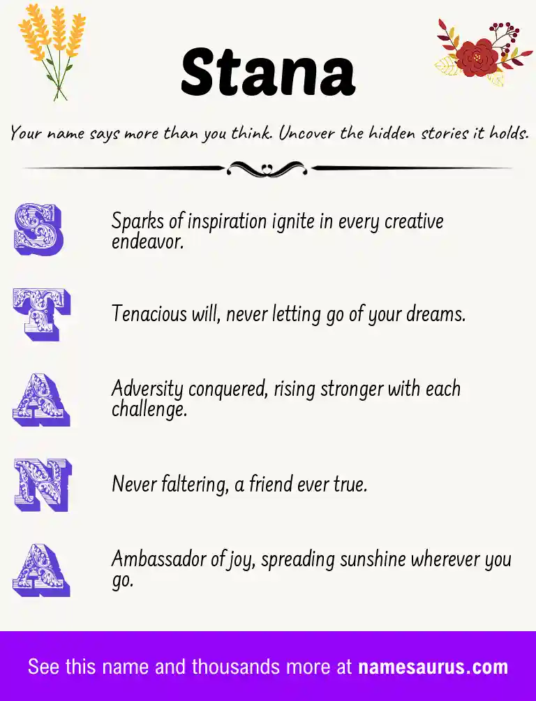 Acrostic poem about Stana.