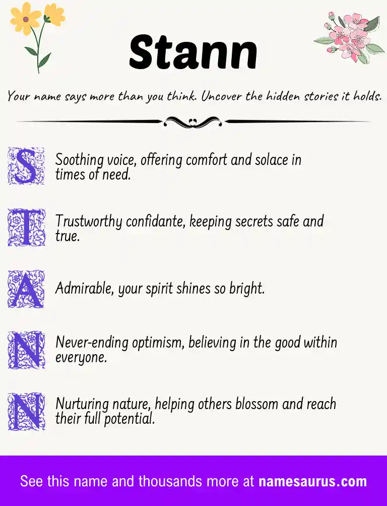 Acrostic poem about Stann.