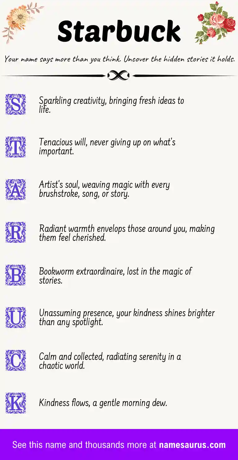 Acrostic poem about Starbuck.