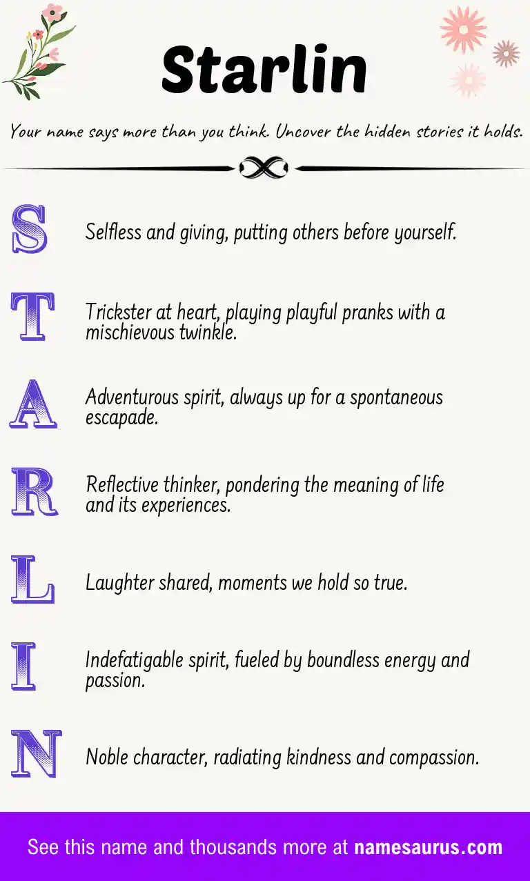 Acrostic poem about Starlin.