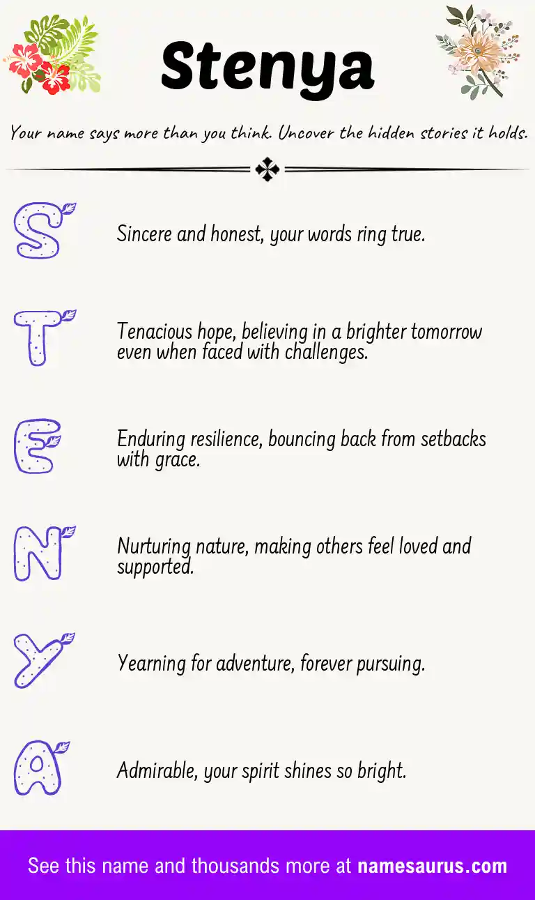 Acrostic poem about Stenya.