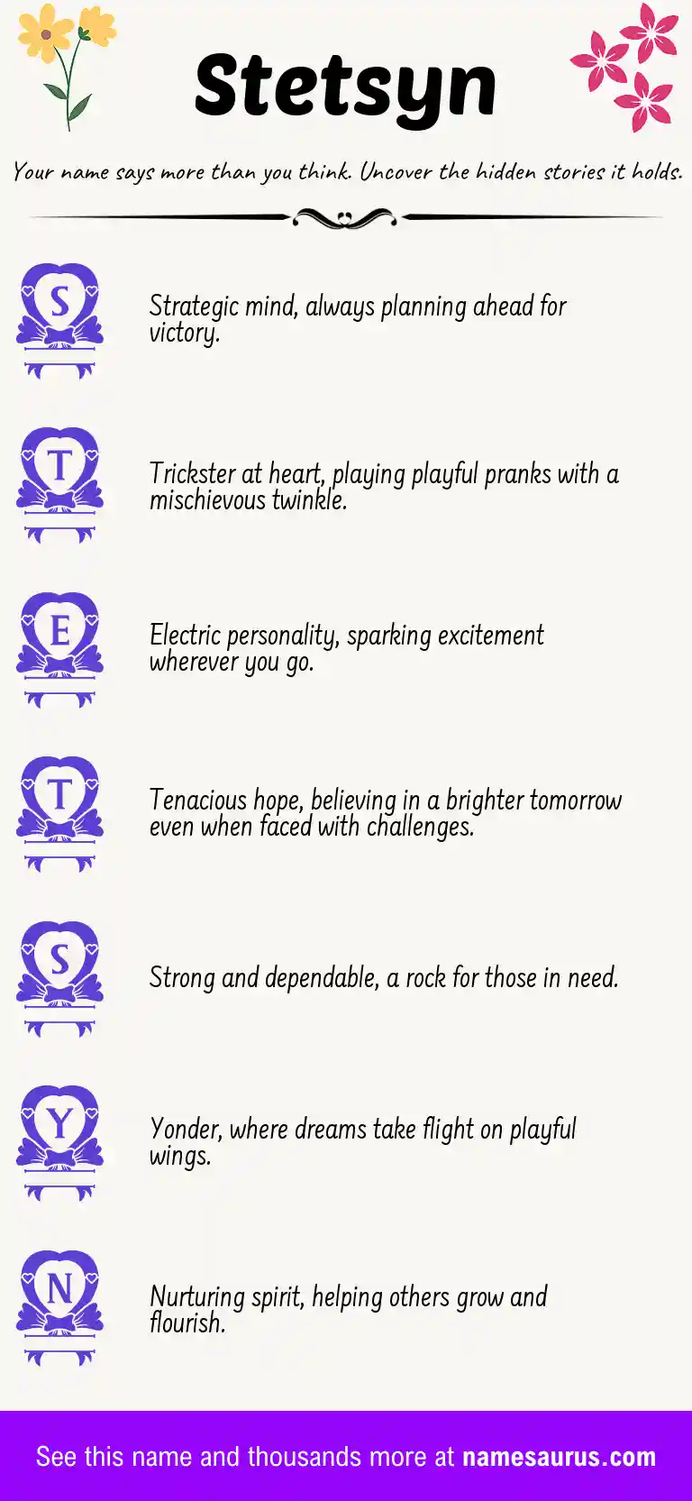 Acrostic poem about Stetsyn.