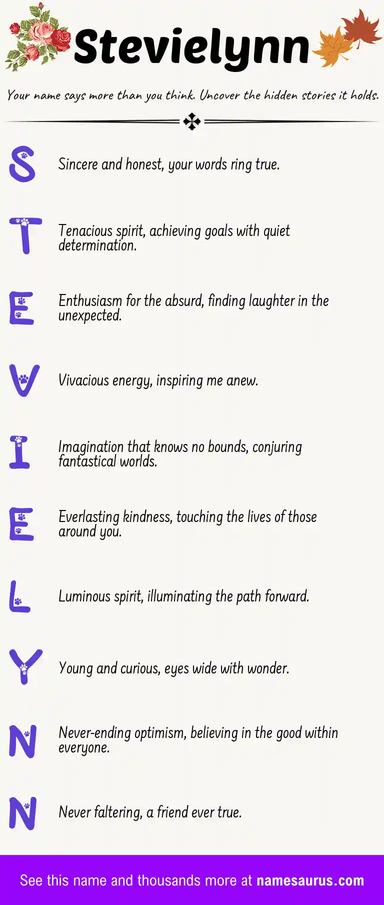 Acrostic poem about Stevielynn.