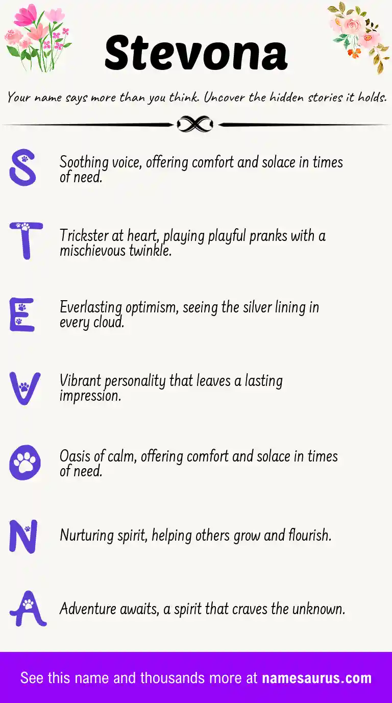 Acrostic poem about Stevona.