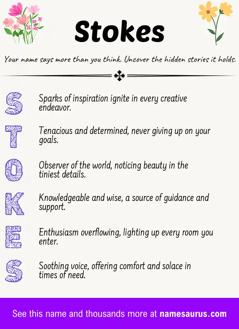 Acrostic poem about Stokes.