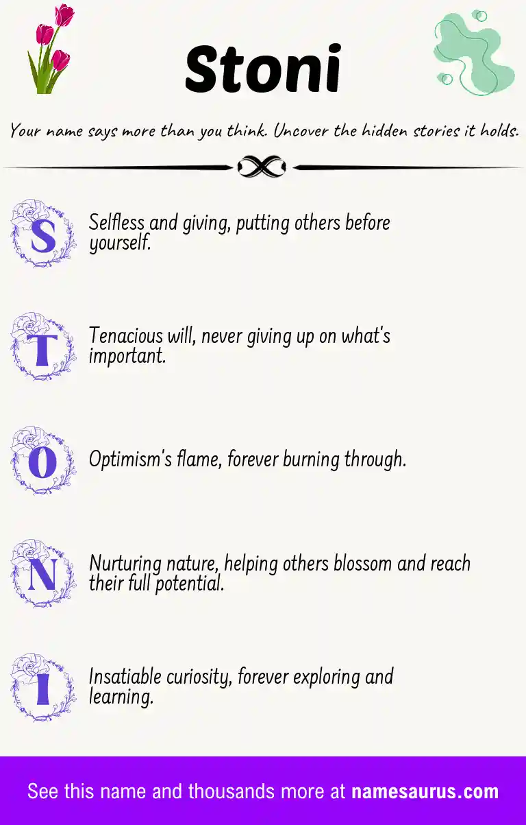 Acrostic poem about Stoni.
