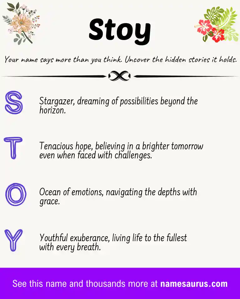 Acrostic poem about Stoy.