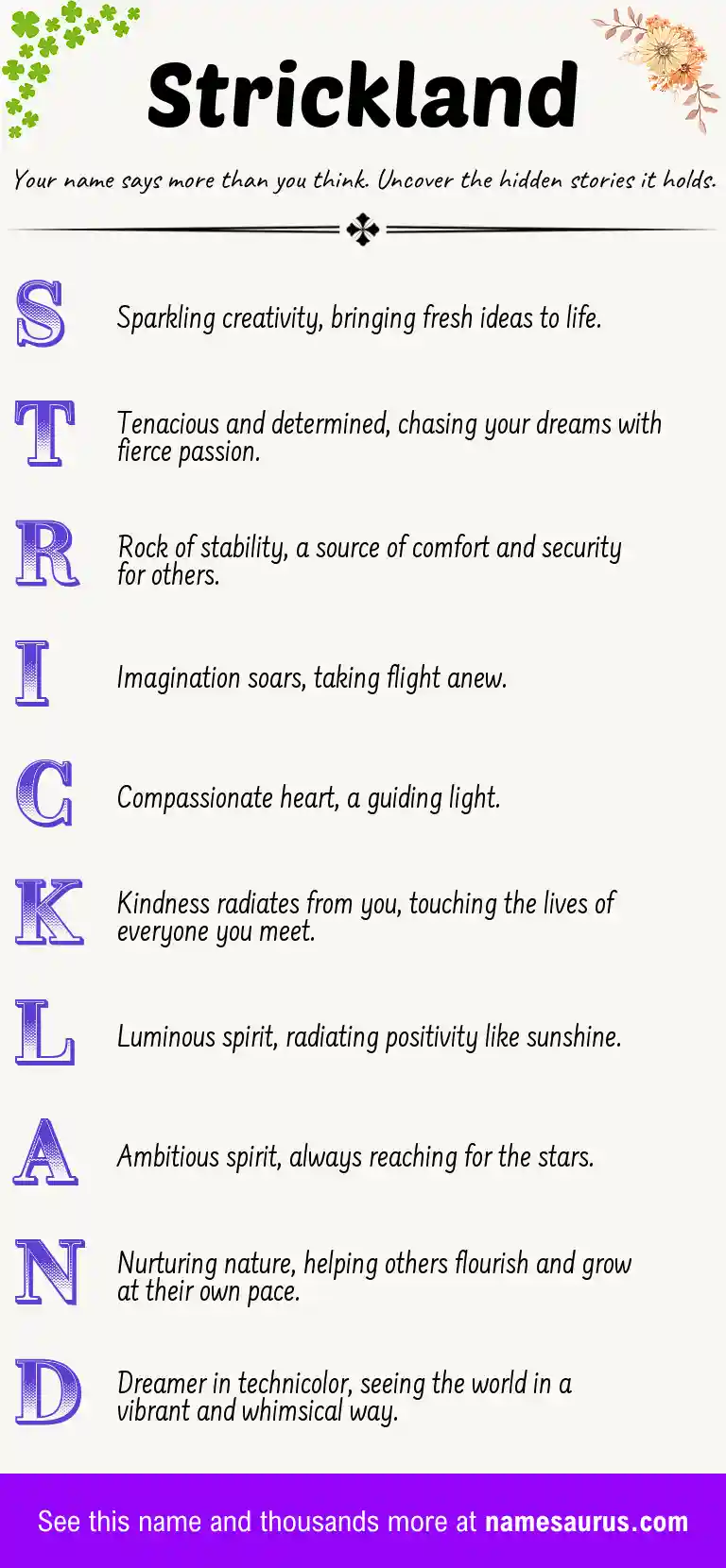 Acrostic poem about Strickland.