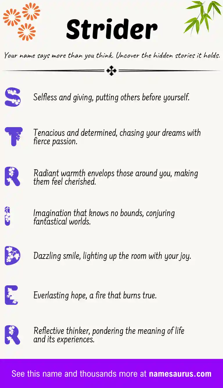 Acrostic poem about Strider.