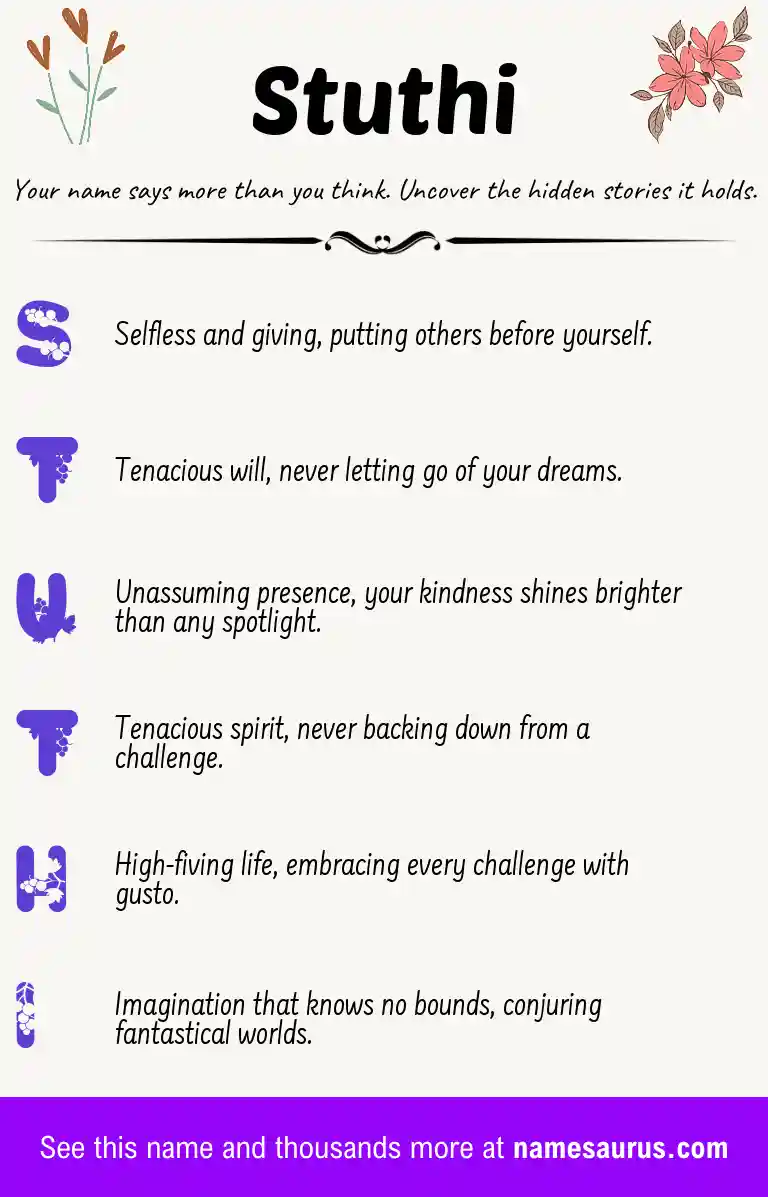 Acrostic poem about Stuthi.