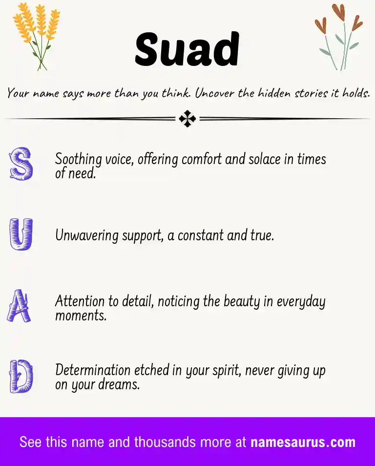 Acrostic poem about Suad.