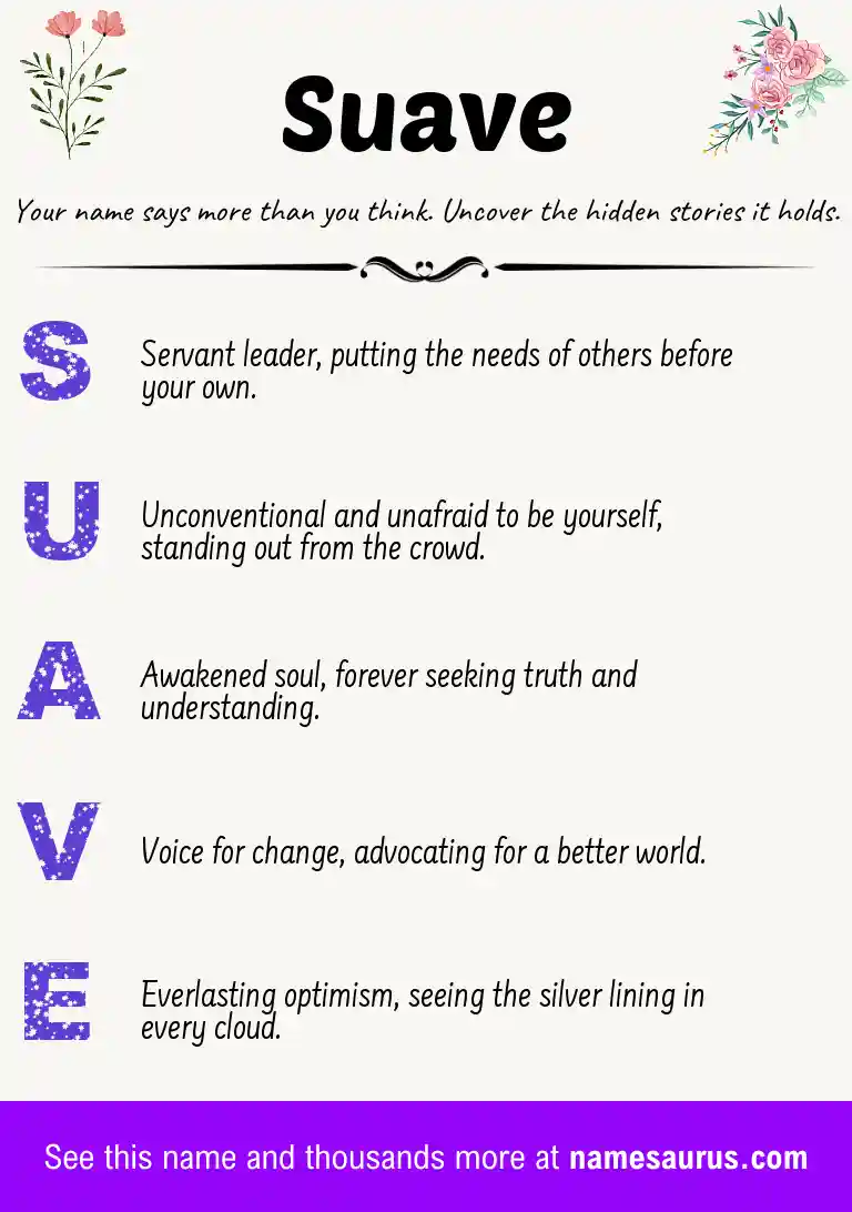 Acrostic poem about Suave.