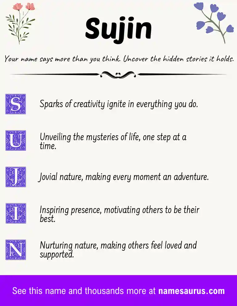 Acrostic poem about Sujin.