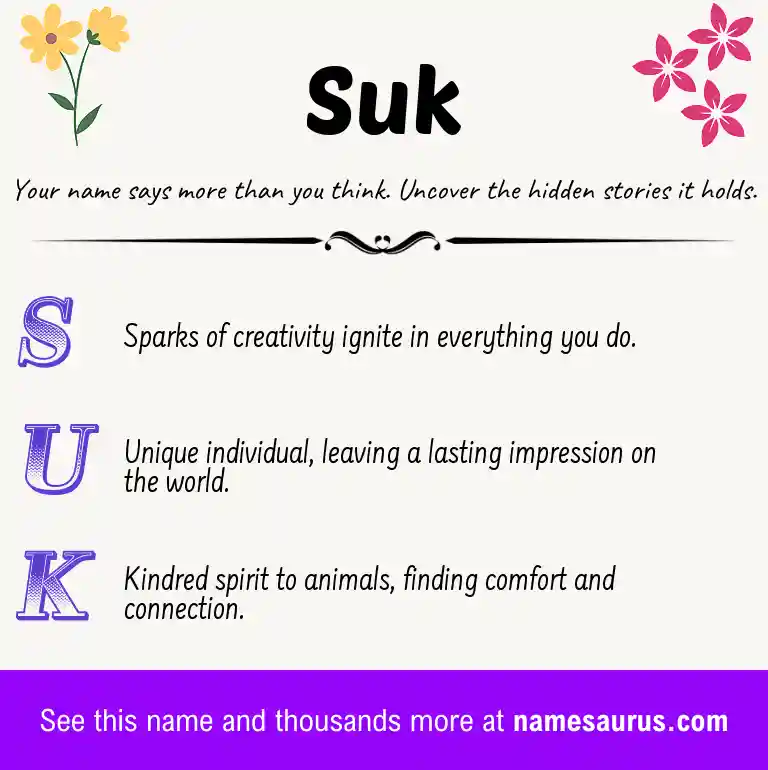 Acrostic poem about Suk.