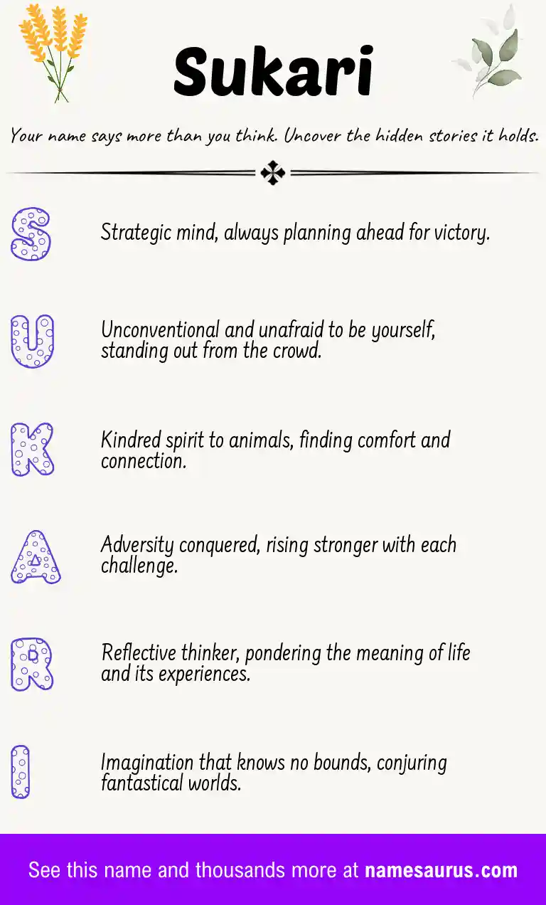 Acrostic poem about Sukari.