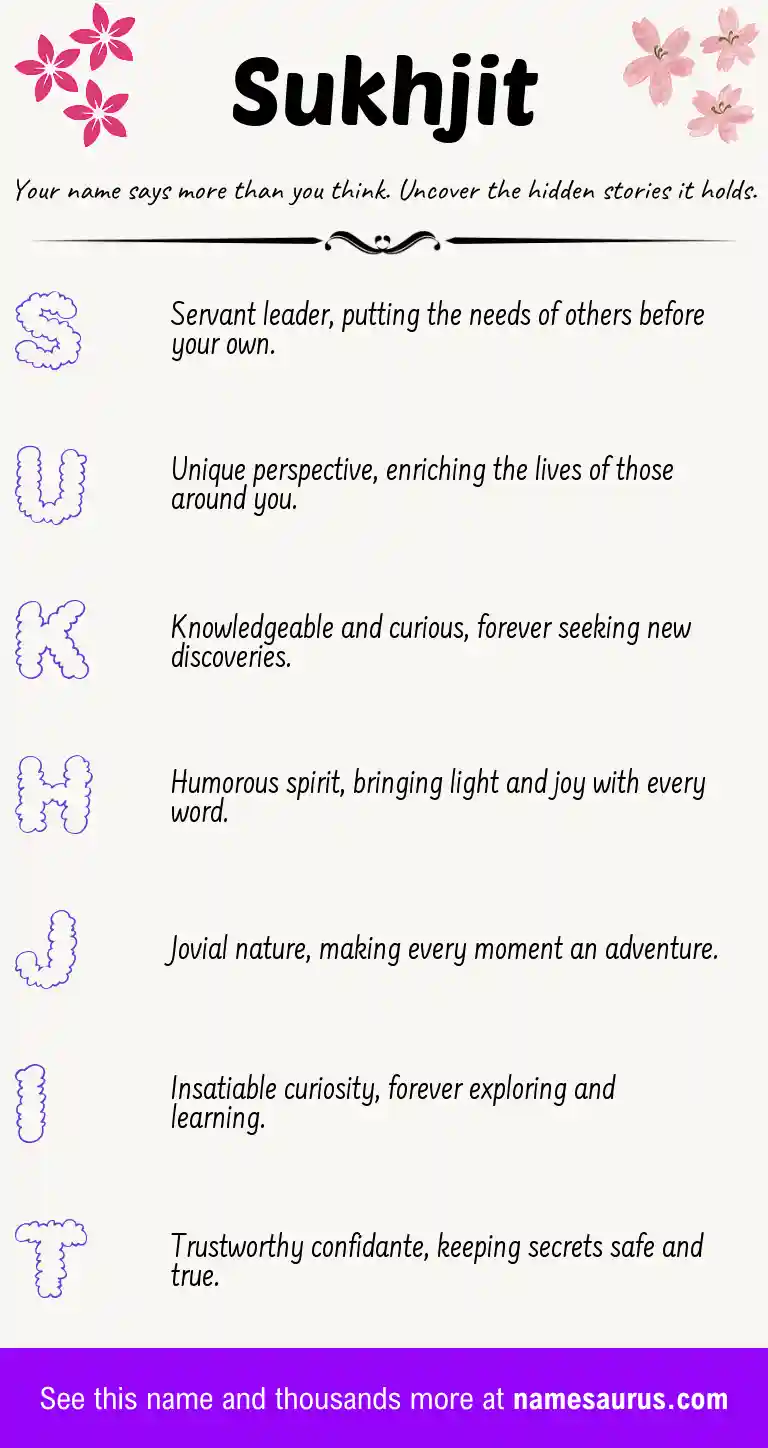 Acrostic poem about Sukhjit.