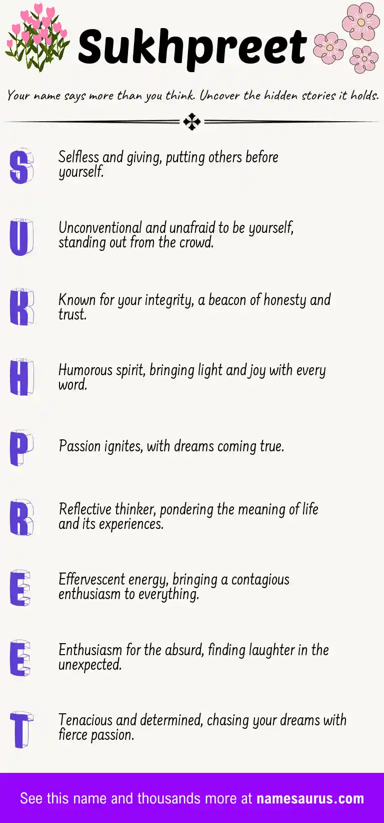 Acrostic poem about Sukhpreet.