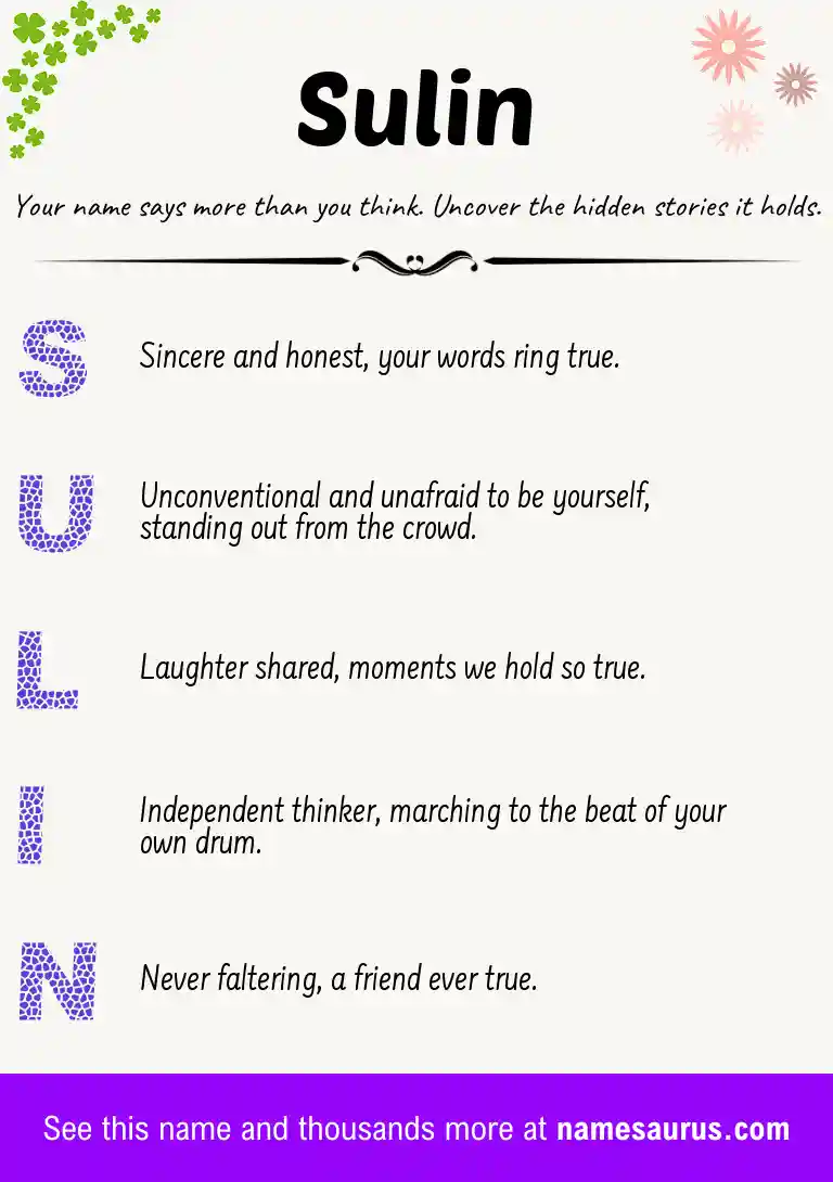 Acrostic poem about Sulin.