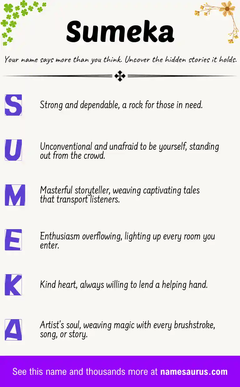 Acrostic poem about Sumeka.