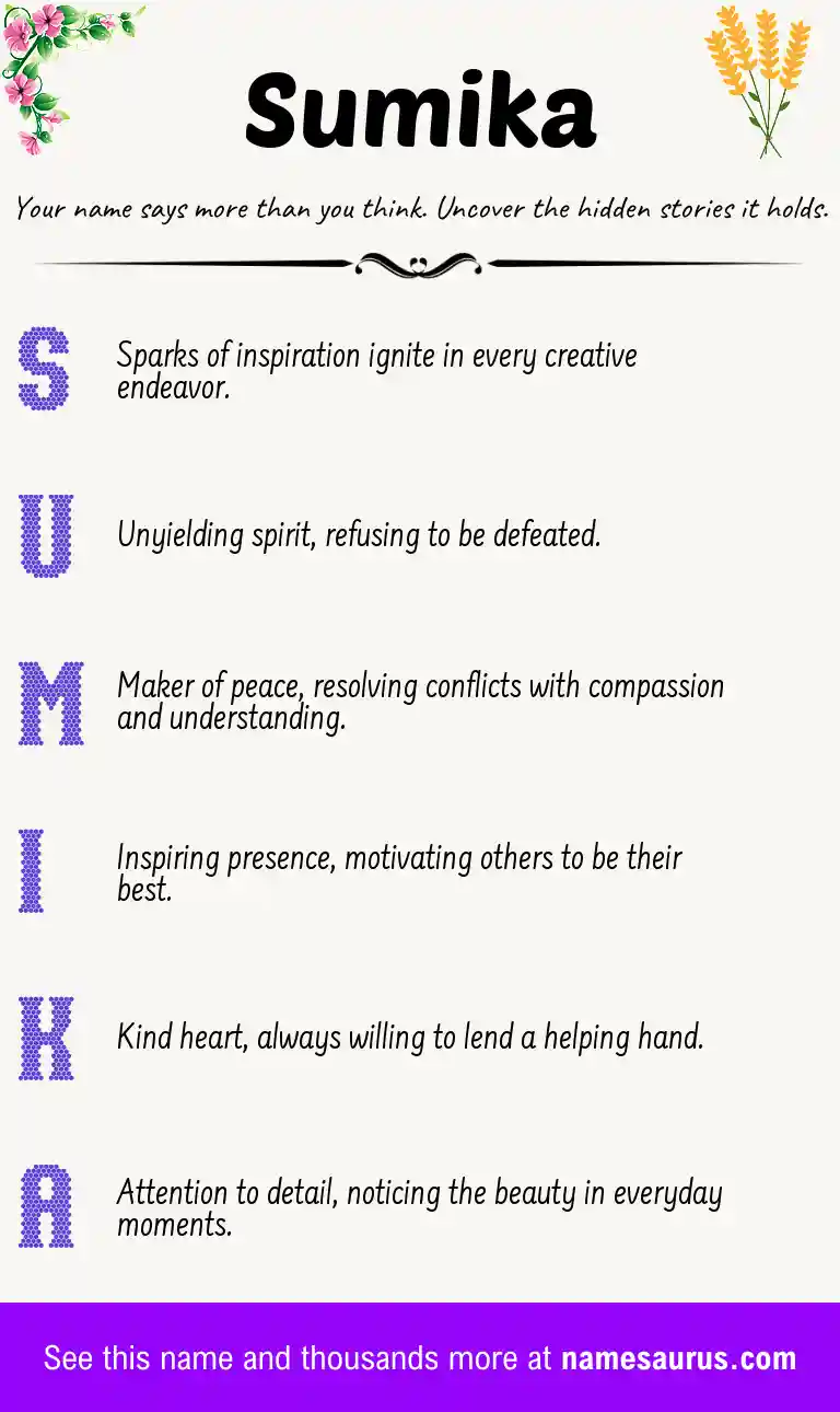 Acrostic poem about Sumika.