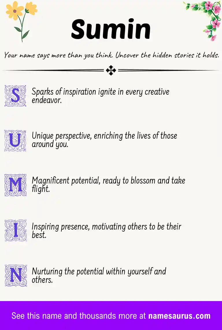 Acrostic poem about Sumin.