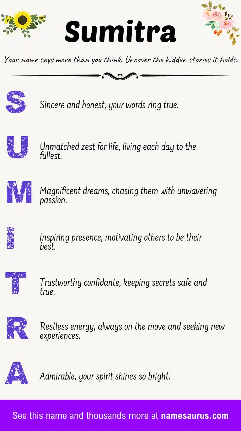 Acrostic poem about Sumitra.