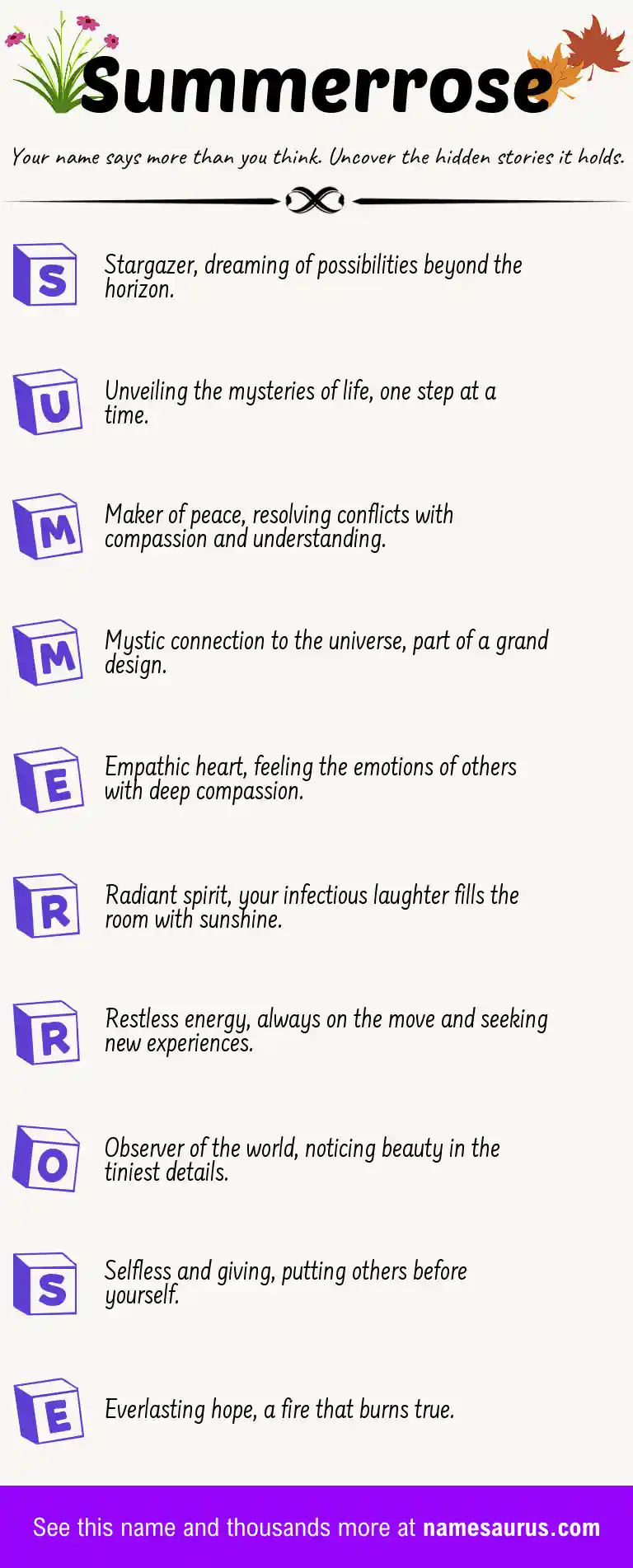 Acrostic poem about Summerrose.